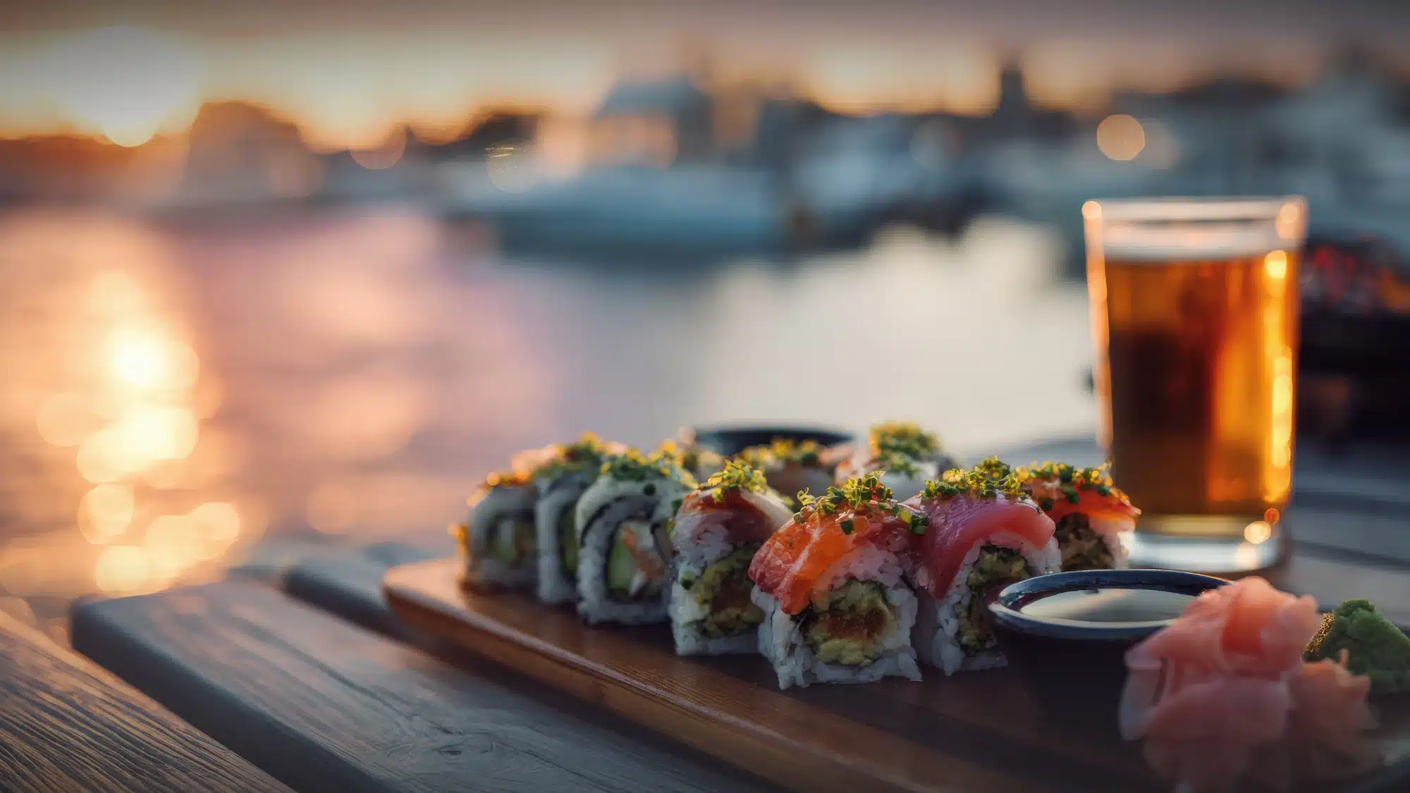 Outdoor sushi dining experience in Mystic, CT during all seasons